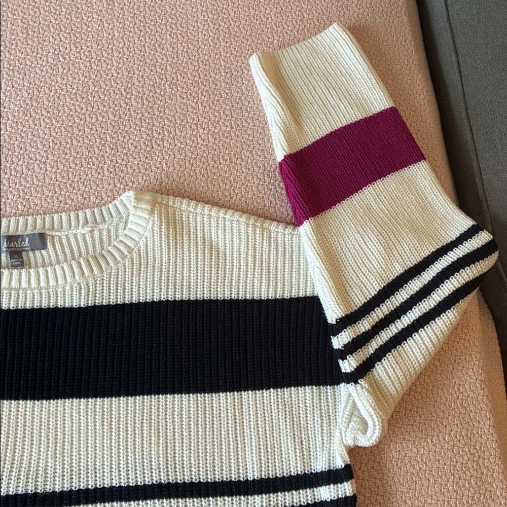 Marbled Cream Ribbed Knit Sweater - Picture 5 of 15